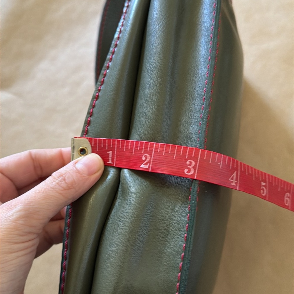 Francesco Biasia Army Green Deep Red Leather N Suede Shoulder Bag MINT condition - Picture 16 of 16